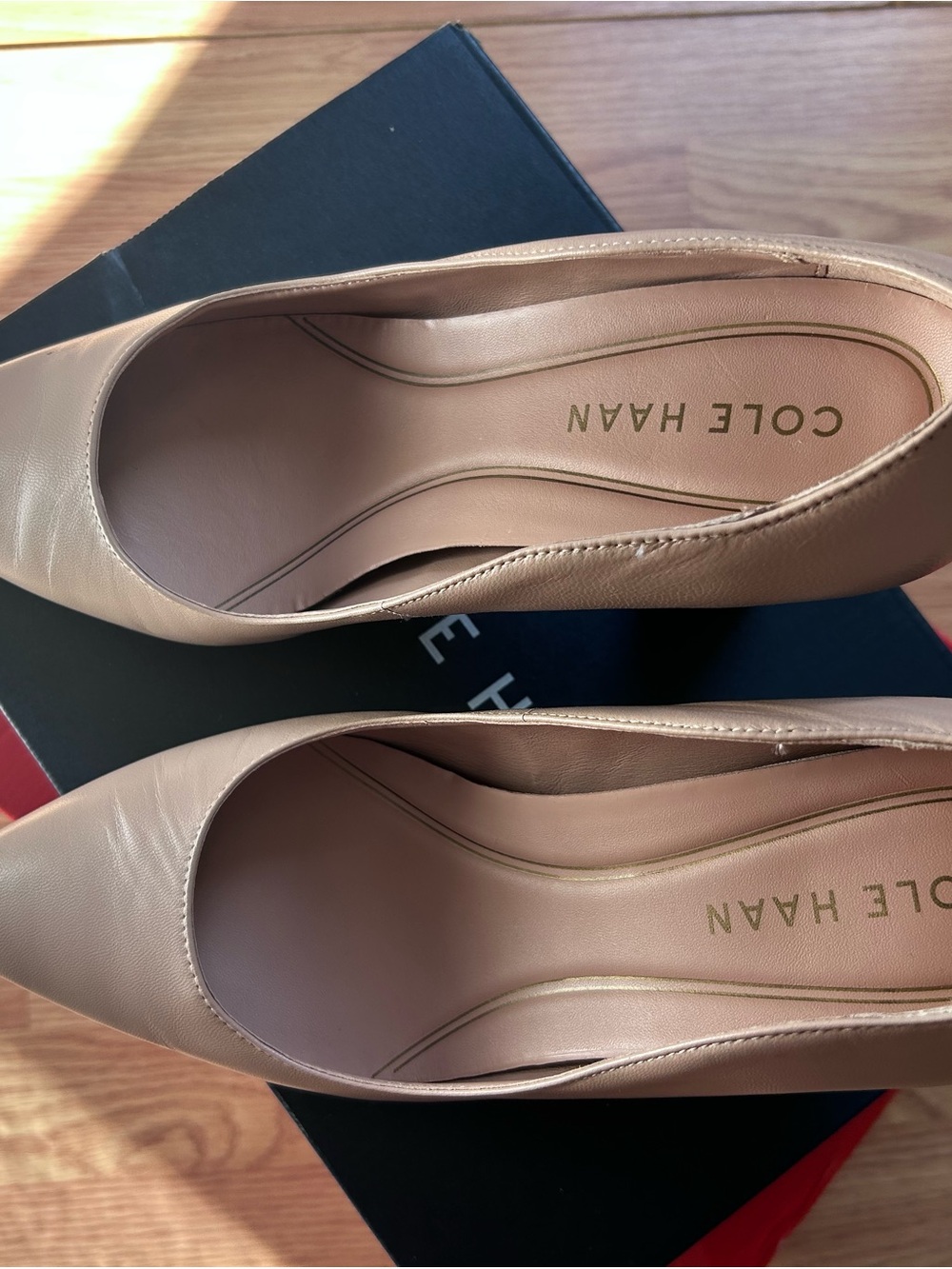 Cole Haan Nude/Tan Pointed-Toe Leather Pumps